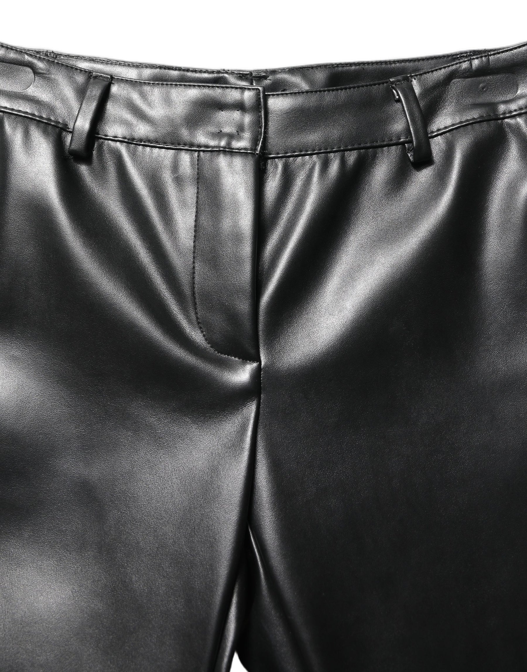 Dolce & Gabbana Black PU Leather High Waisted Trouser Pants | Regal Royce