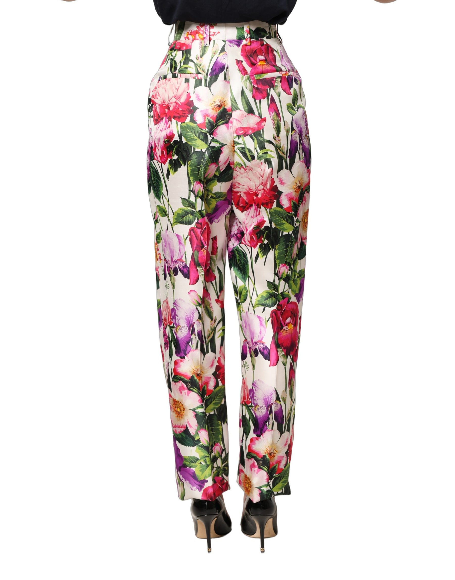 Dolce & Gabbana Multicolor Floral Print Tapered Trouser Pants | Regal Royce
