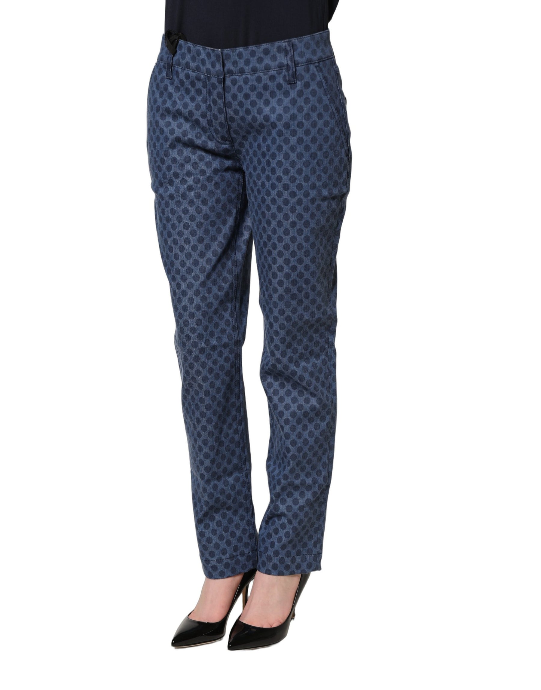 Dolce & Gabbana Blue Polka Dotted Slim Fit Capri Denim Jeans | Regal Royce