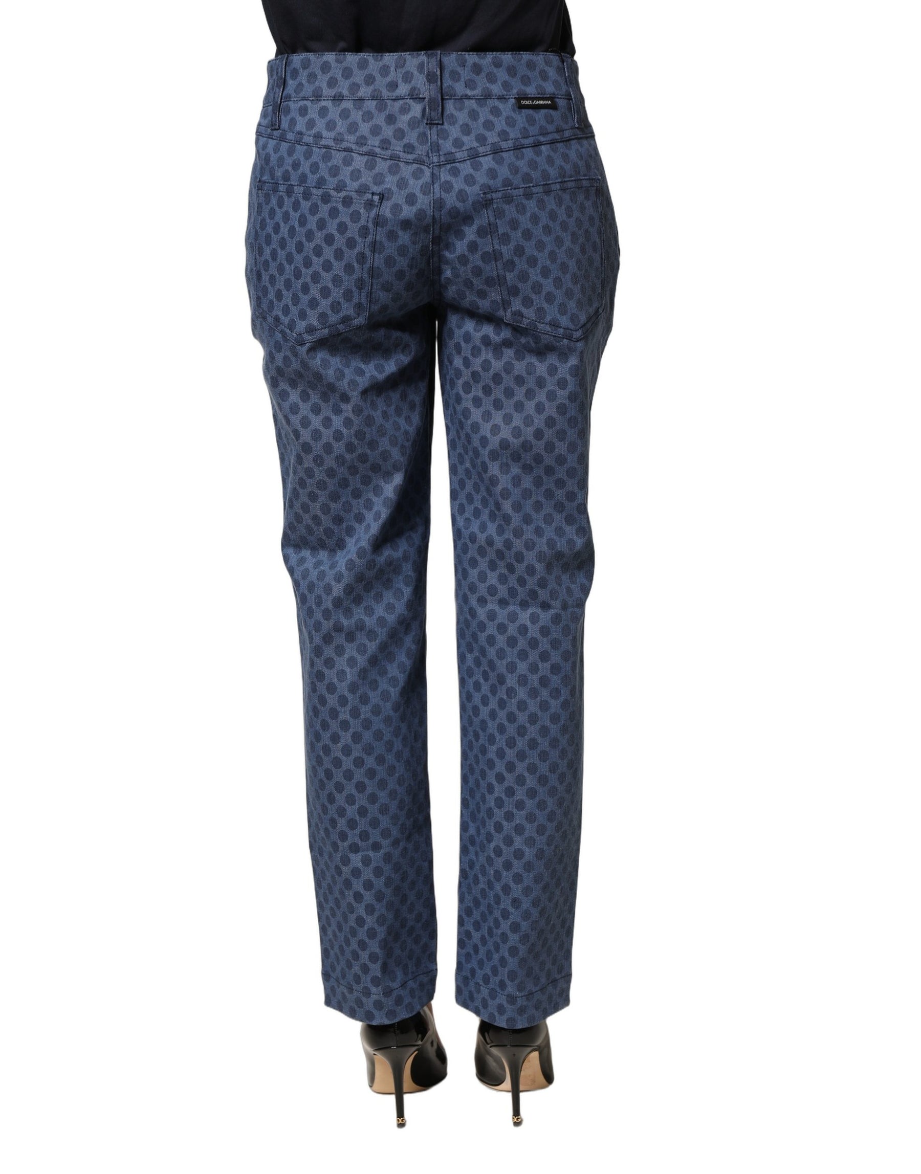 Dolce & Gabbana Blue Polka Dotted Slim Fit Capri Denim Jeans | Regal Royce