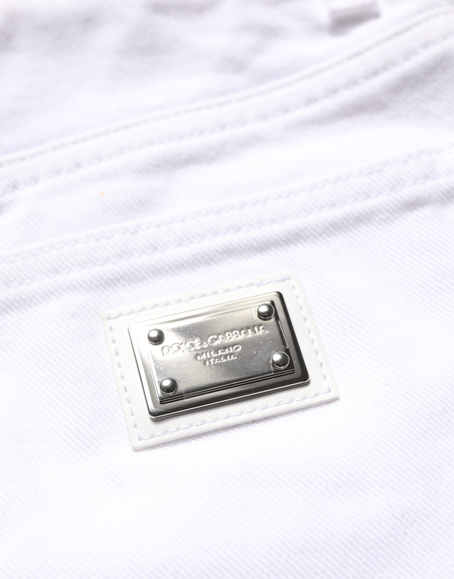 Dolce & Gabbana White Cotton HighWaist Denim Hotpants Shorts | Regal Royce