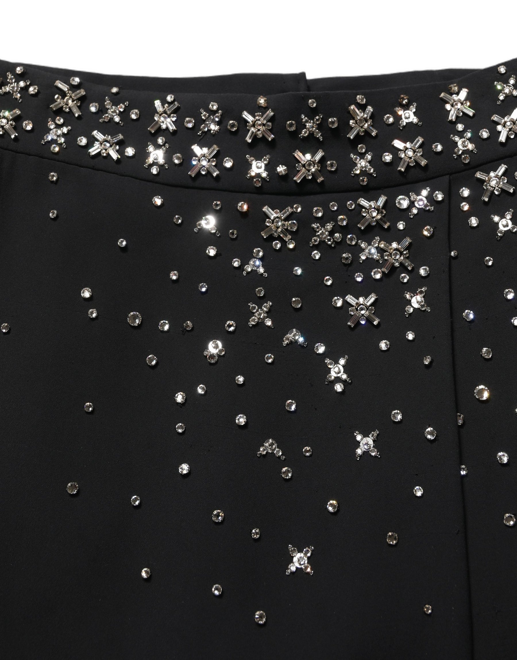 Dolce & Gabbana Black Crystal Embellished High Slit Skirt | Regal Royce