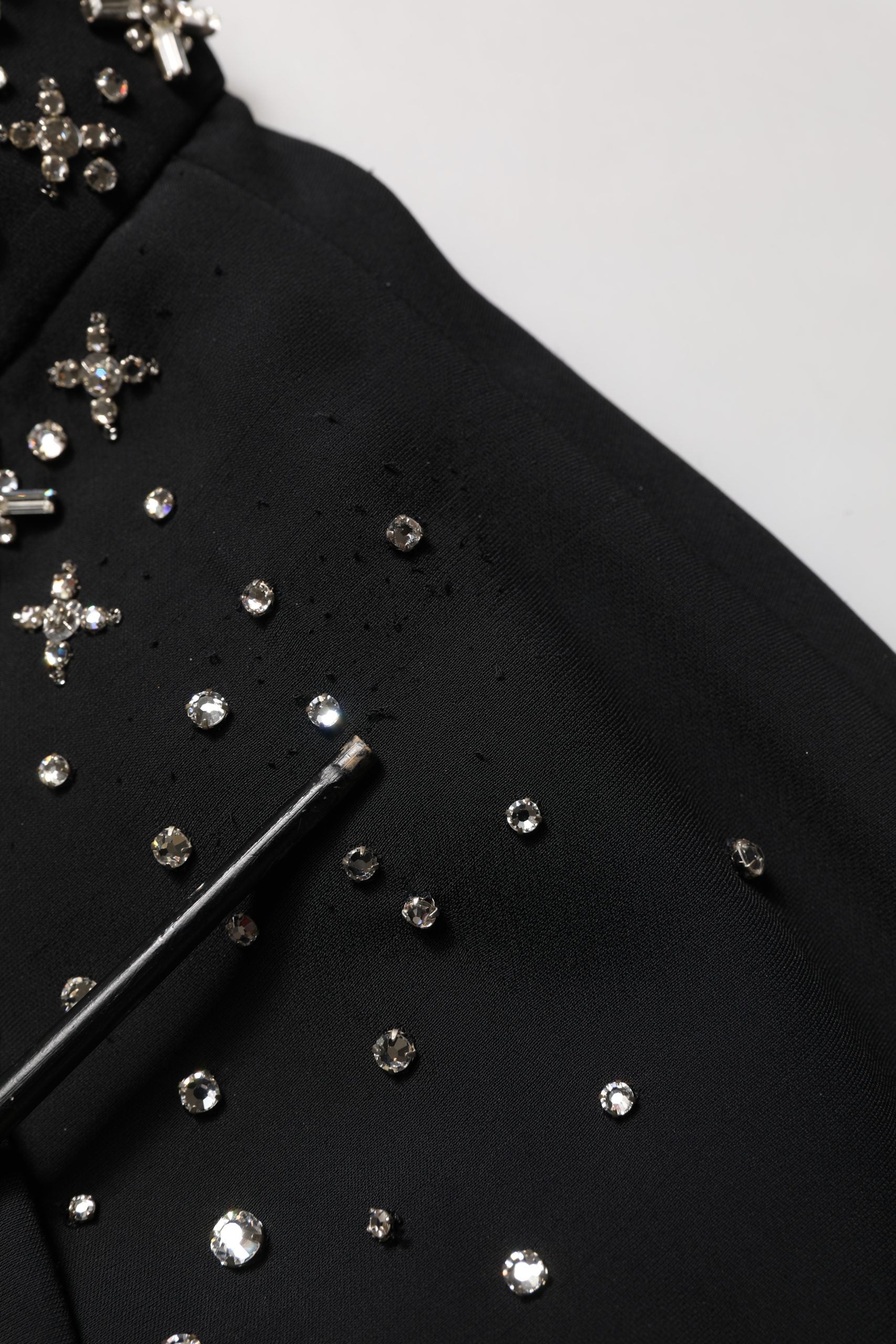 Dolce & Gabbana Black Crystal Embellished High Slit Skirt | Regal Royce