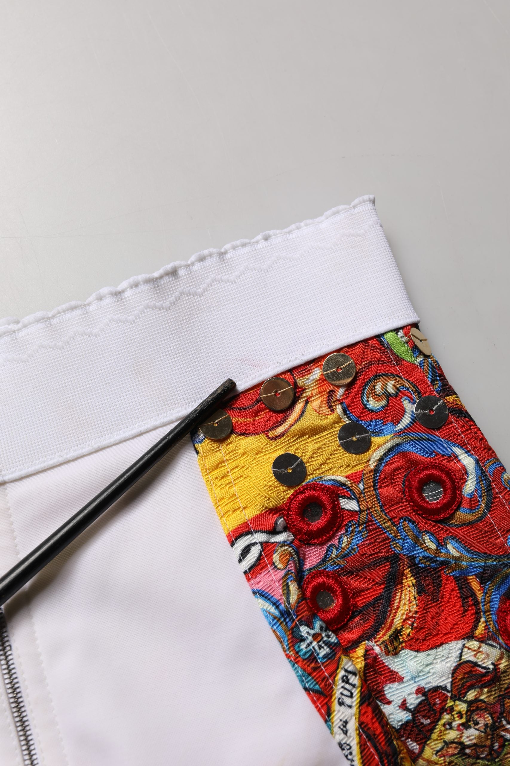 Dolce & Gabbana Multicolor Brocade Jewelled High Waist Hotpants Skirt | Regal Royce