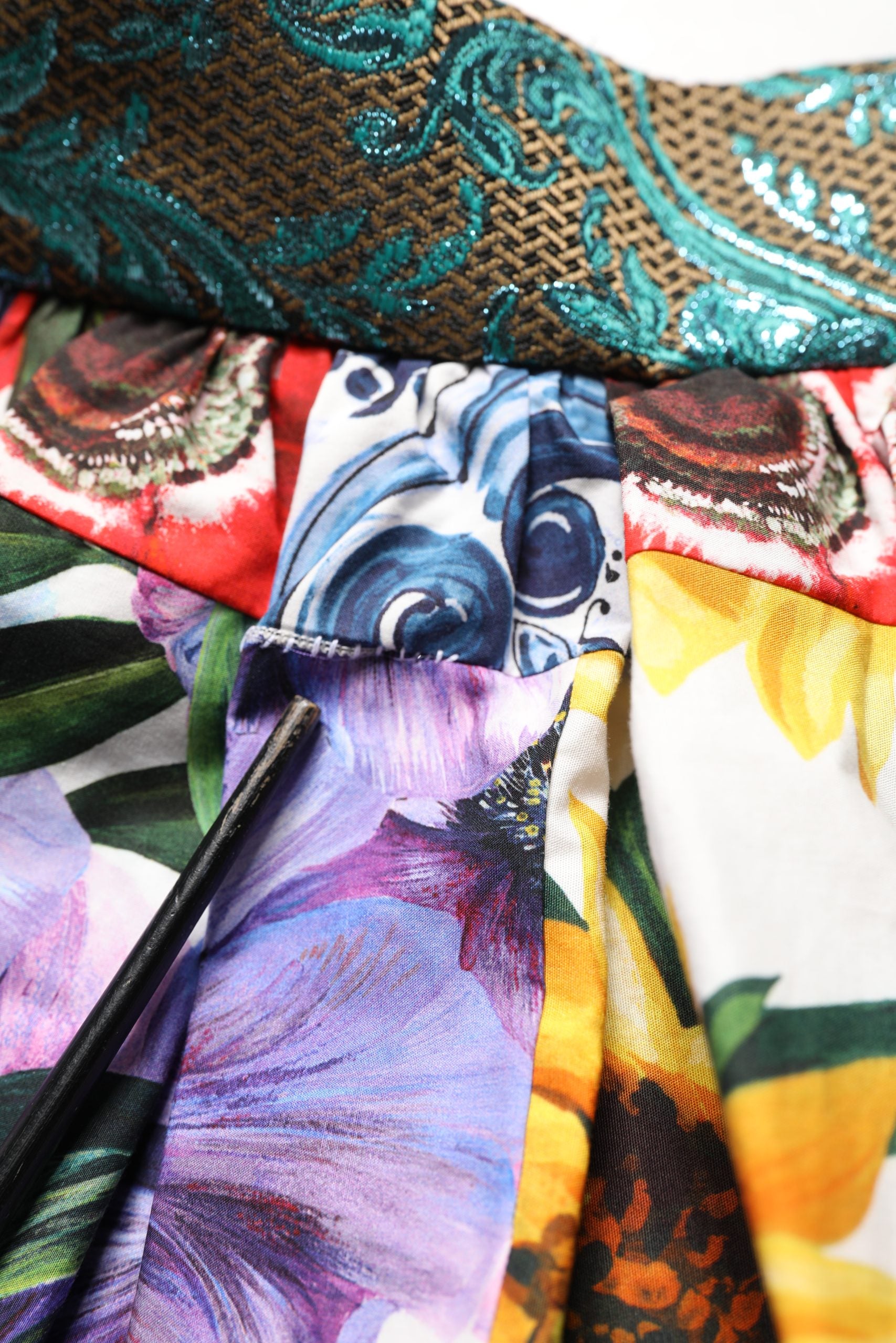 Dolce & Gabbana Multicolor Patchwork Cotton A-line Midi Skirt | Regal Royce