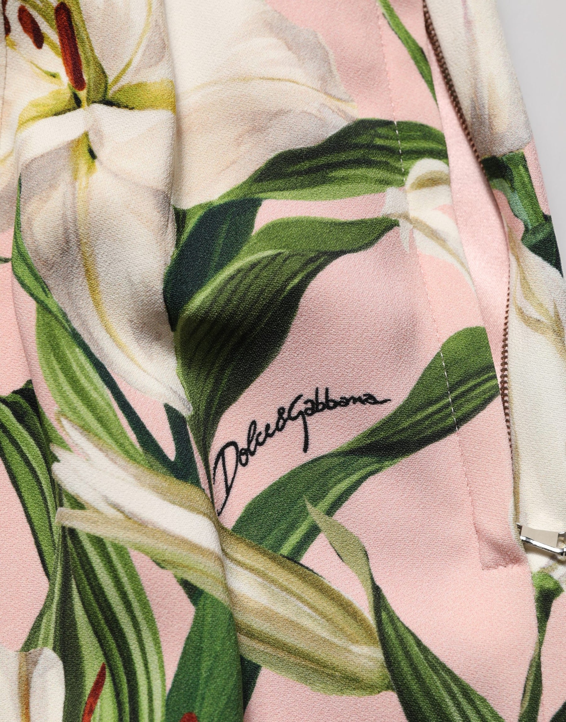Dolce & Gabbana Pink Lilium Print High Waist Pencil Skirt | Regal Royce