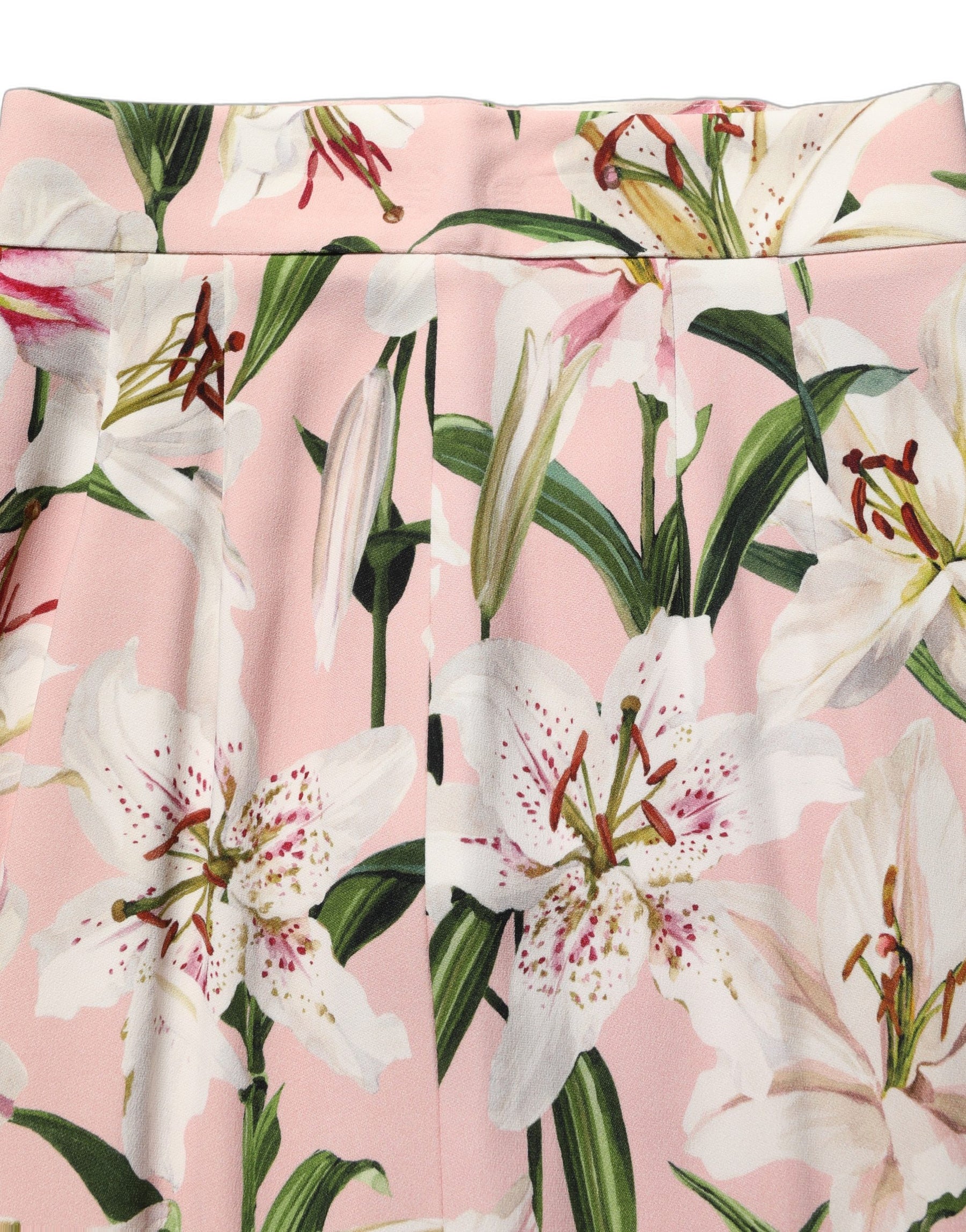 Dolce & Gabbana Pink Lilium Print High Waist Pencil Skirt | Regal Royce