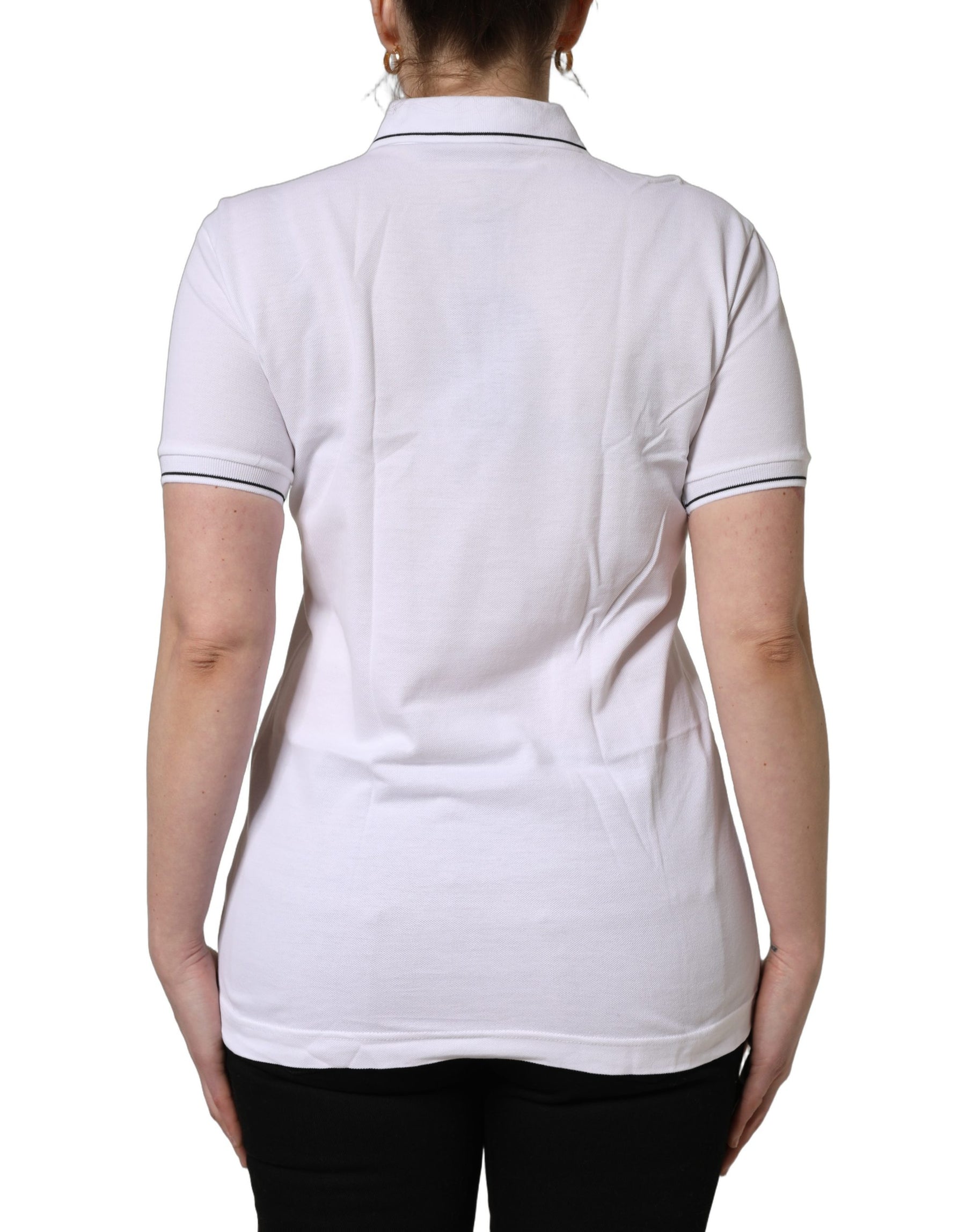 Dolce & Gabbana White Crown Cotton Short Sleeves Polo Top | Regal Royce
