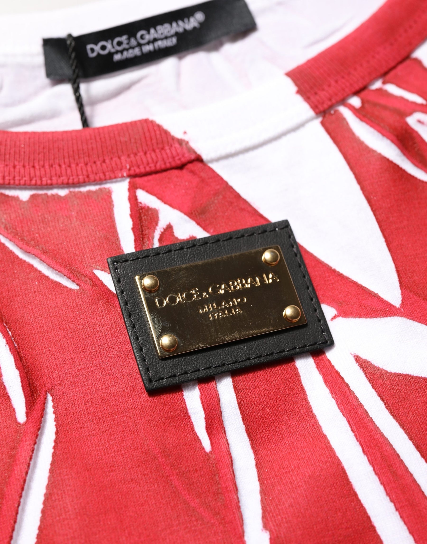 Dolce & Gabbana Red White Abstract Cotton Sleeveless Tank Top | Regal Royce