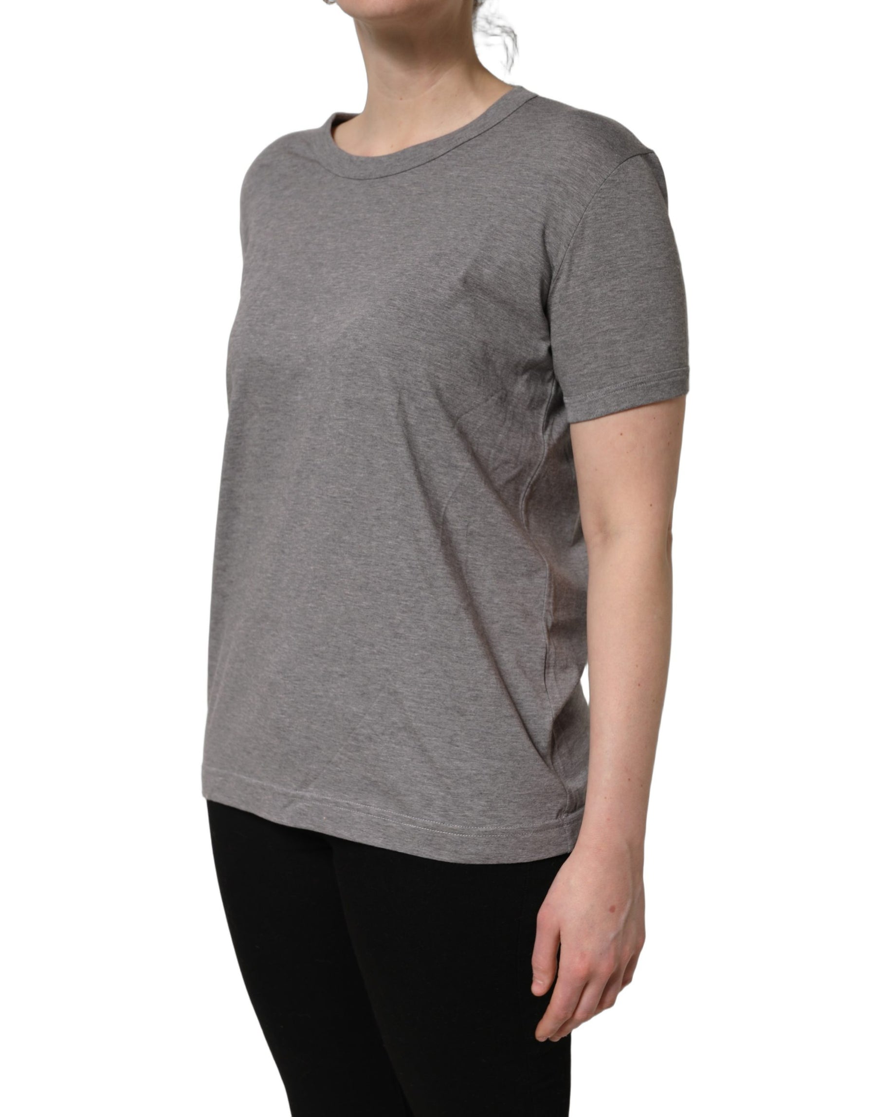 Dolce & Gabbana Grey Cotton Short Sleeves Crew Neck T-shirt | Regal Royce