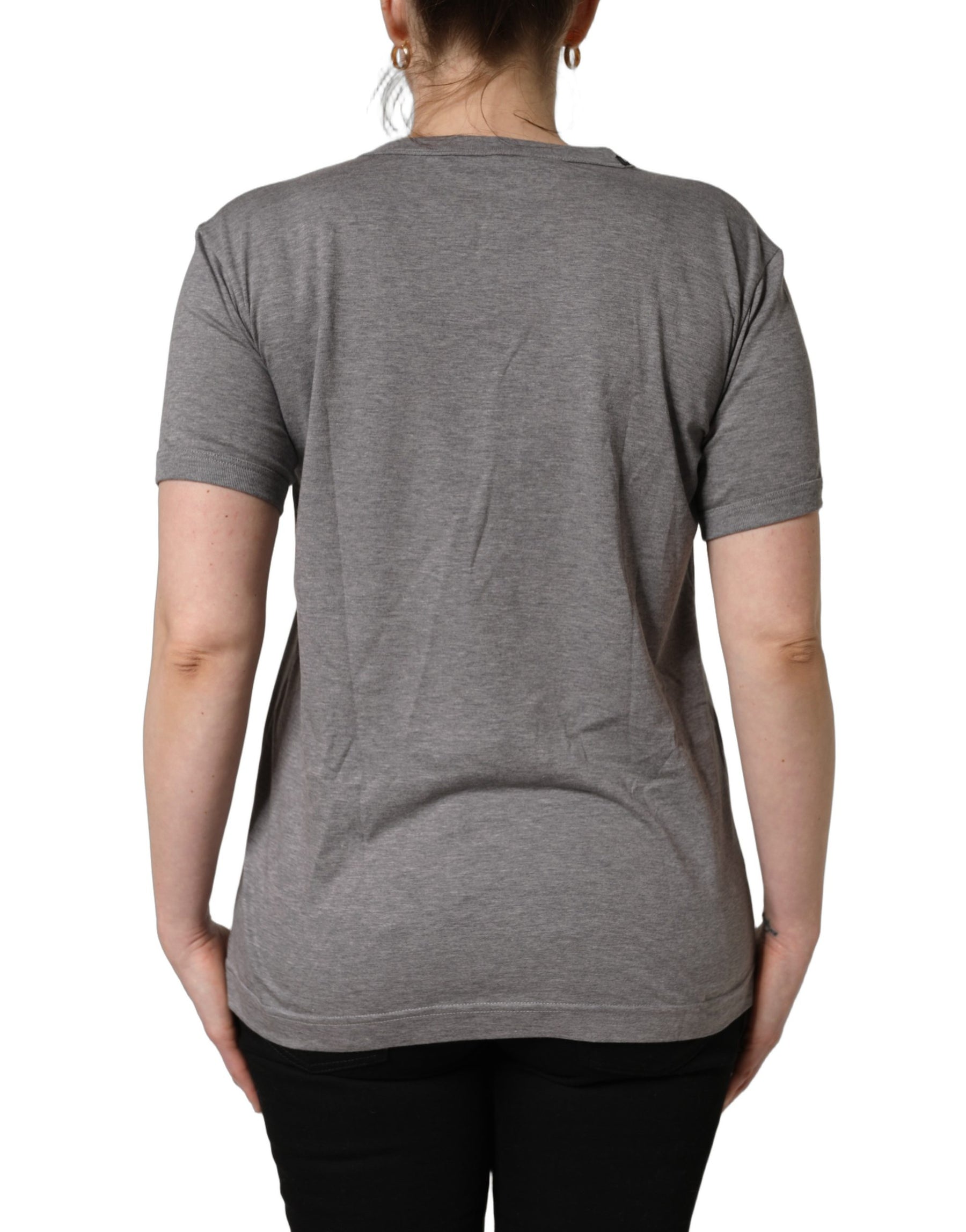 Dolce & Gabbana Grey Cotton Short Sleeves Crew Neck T-shirt | Regal Royce