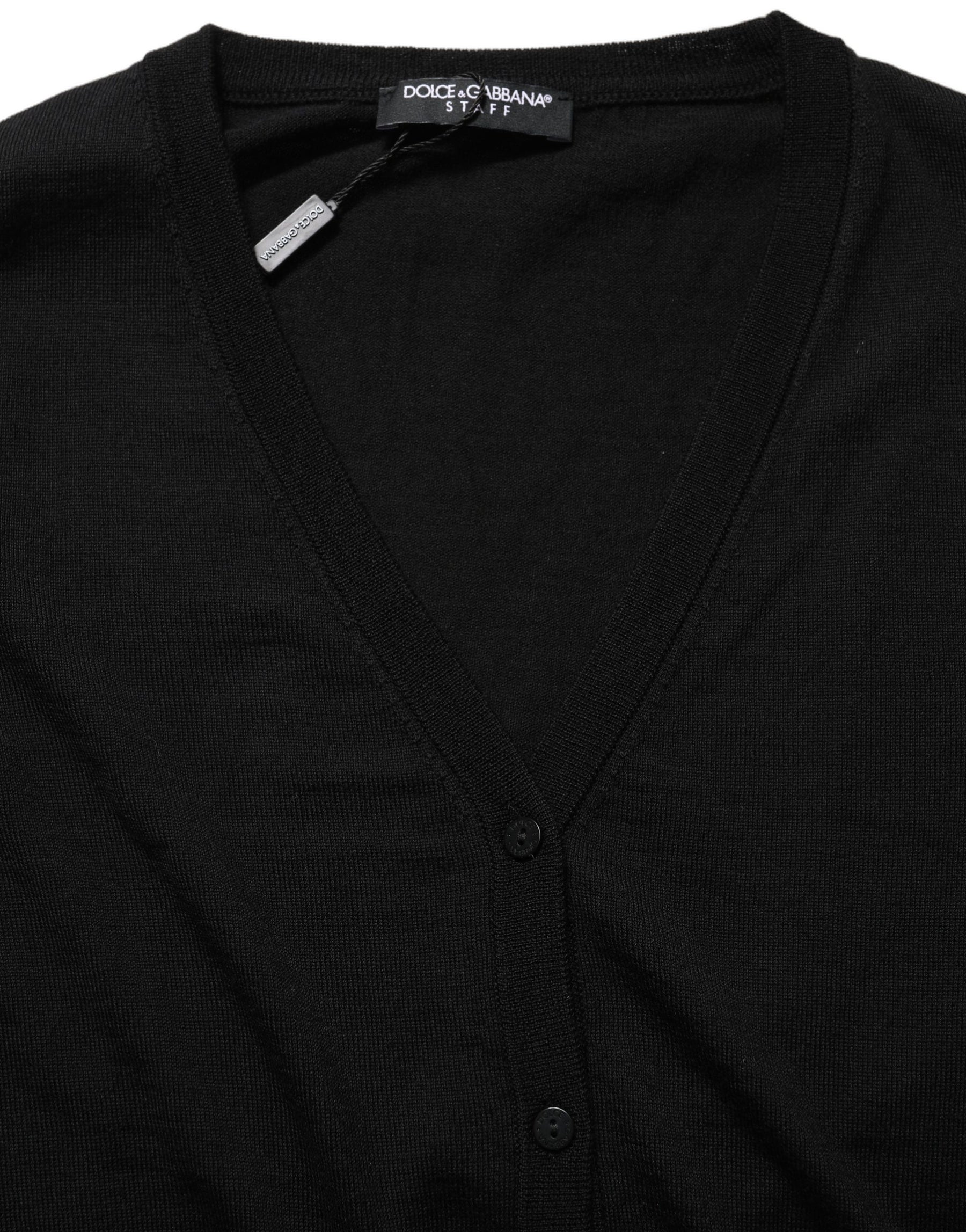 Dolce & Gabbana Black Wool Knit Button Cardigan Sweater | Regal Royce