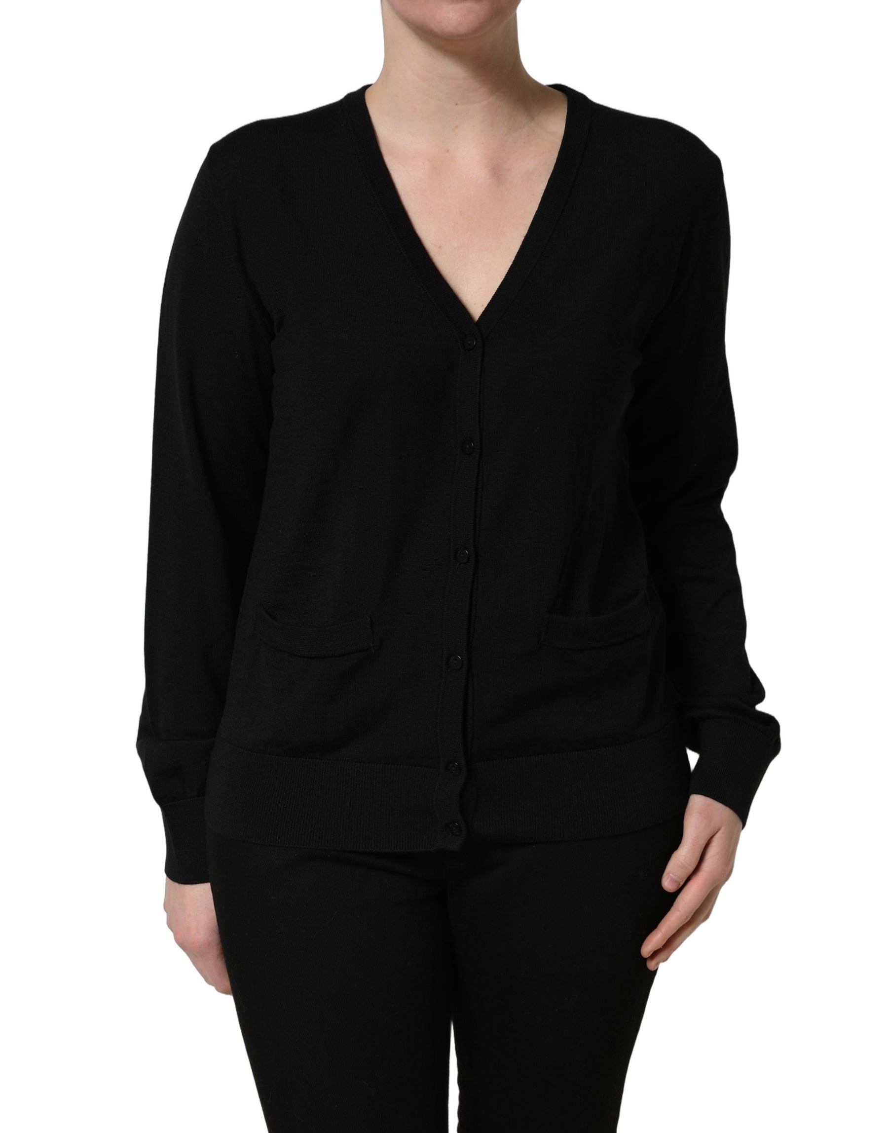 Dolce & Gabbana Black Wool Knit Button Cardigan Sweater | Regal Royce