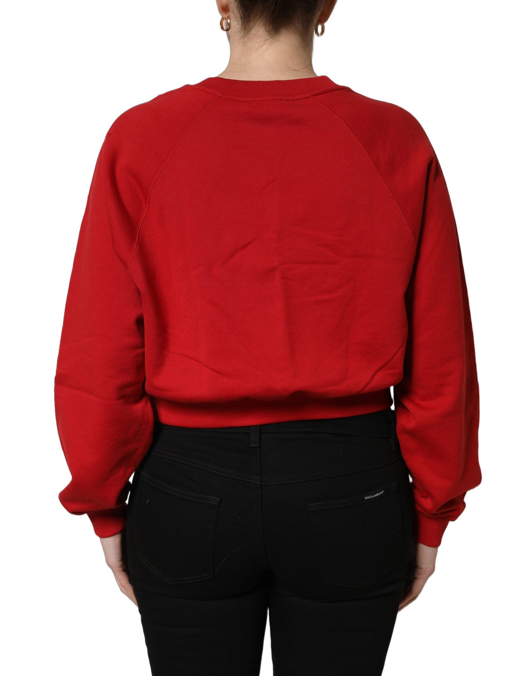 Dolce & Gabbana Red Cotton Cropped Basilico Sweatshirt Sweater | Regal Royce