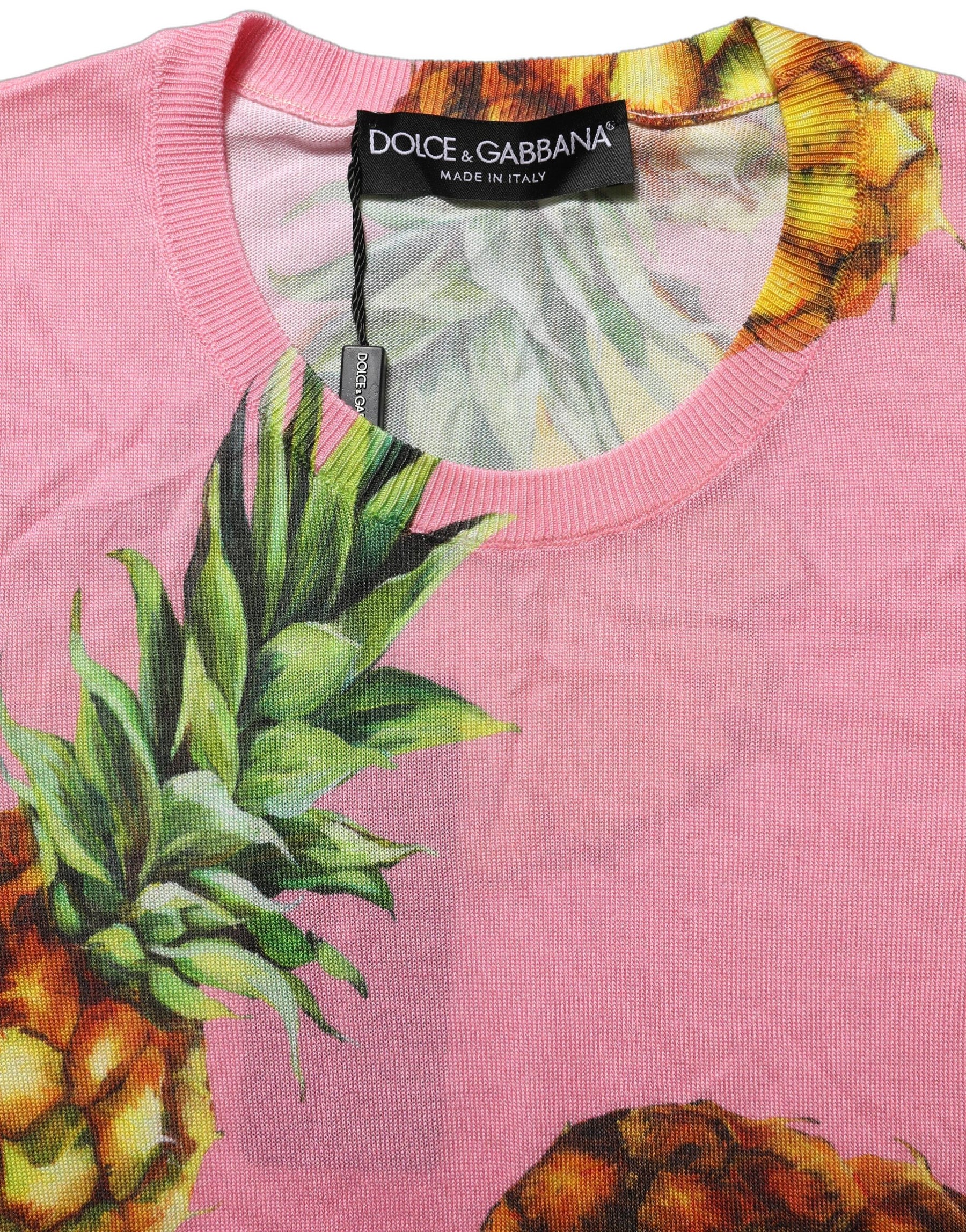 Dolce & Gabbana Pink Pineapple Roundneck Sleeveless Tank Top | Regal Royce
