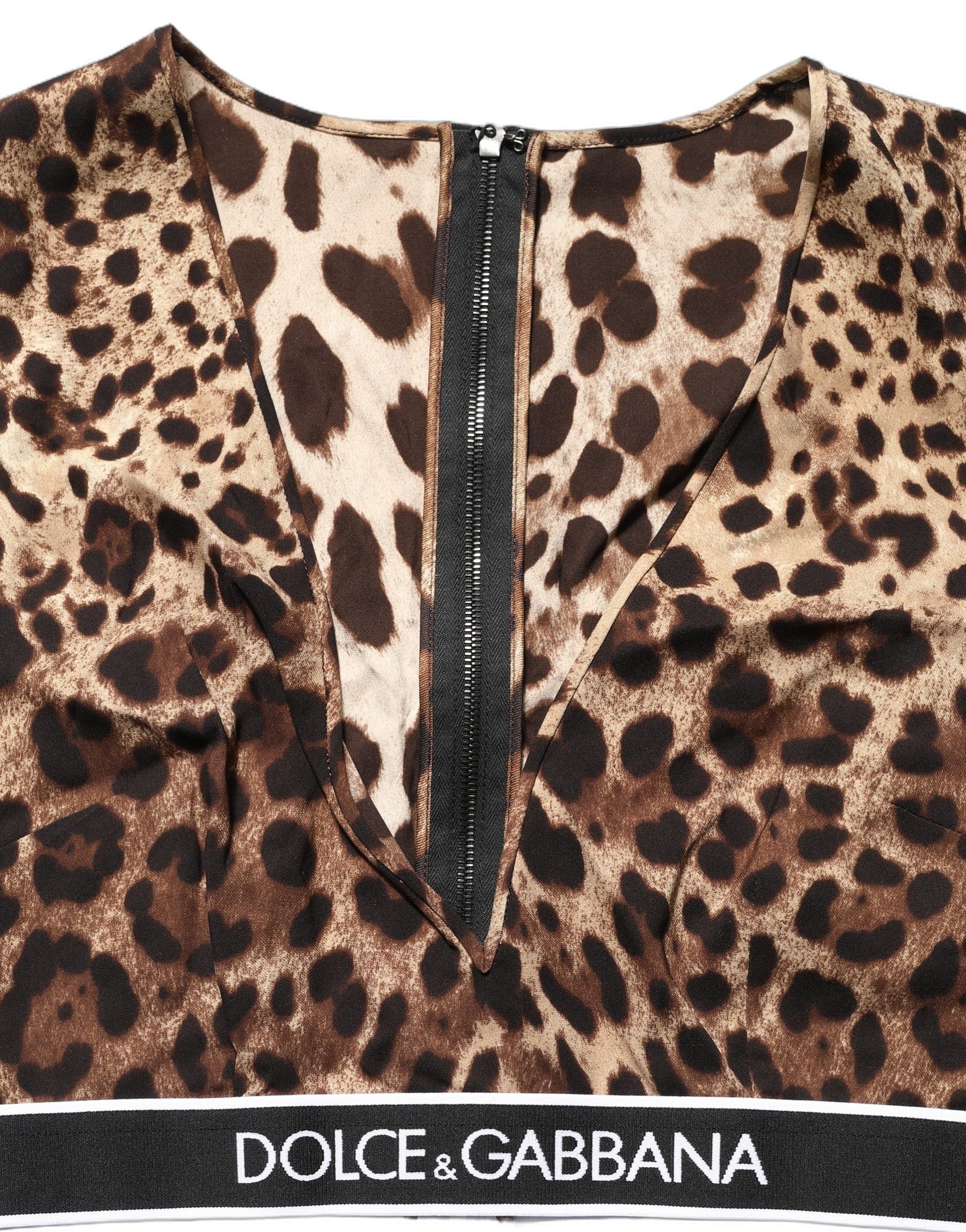 Dolce & Gabbana Brown Leopard Print Cropped Silk Tank Top | Regal Royce