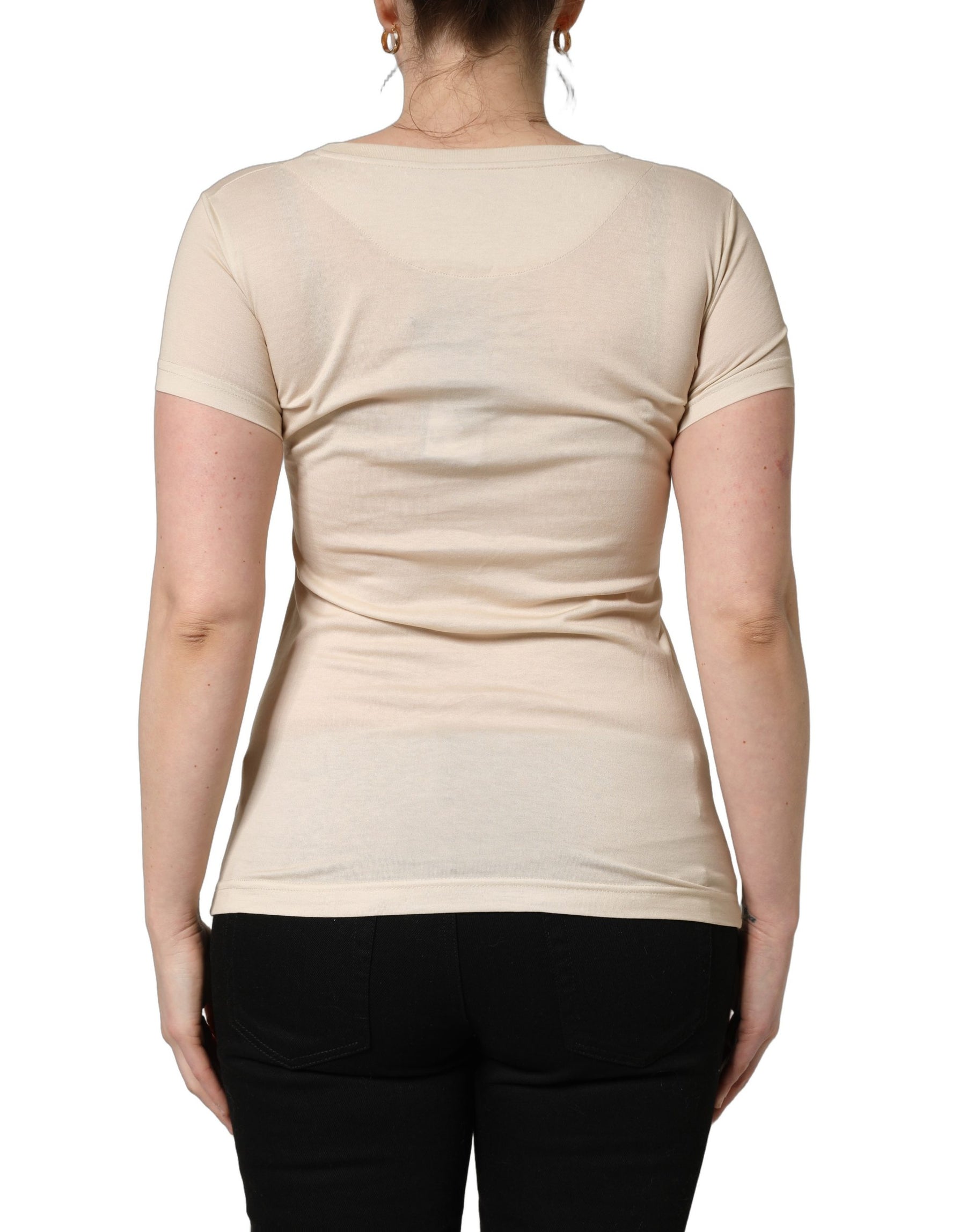 Dolce & Gabbana Beige Jungle Print Cotton Round Neck T-Shirt | Regal Royce