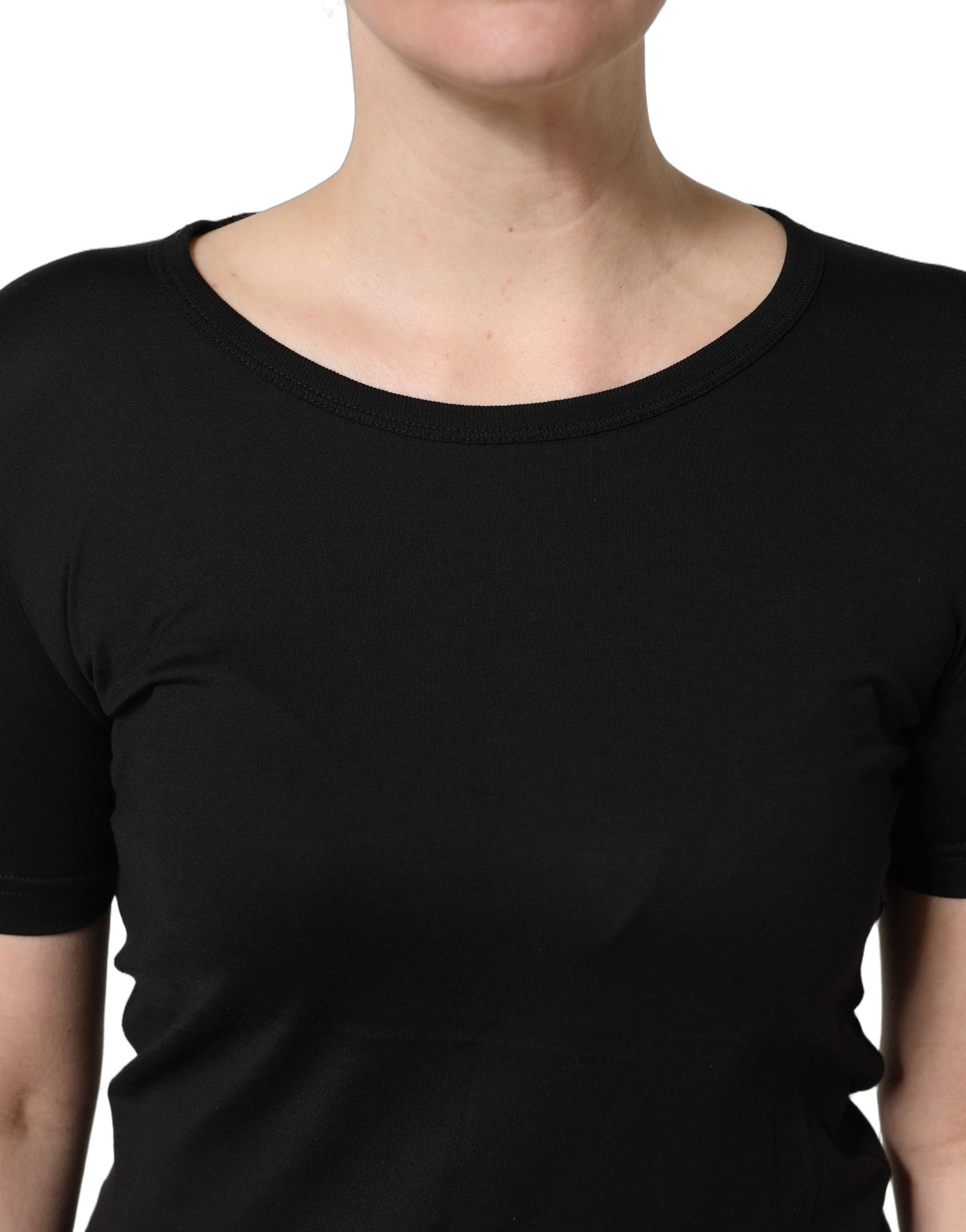 Dolce & Gabbana Black Cotton Round Neck Short Sleeves T-Shirt | Regal Royce