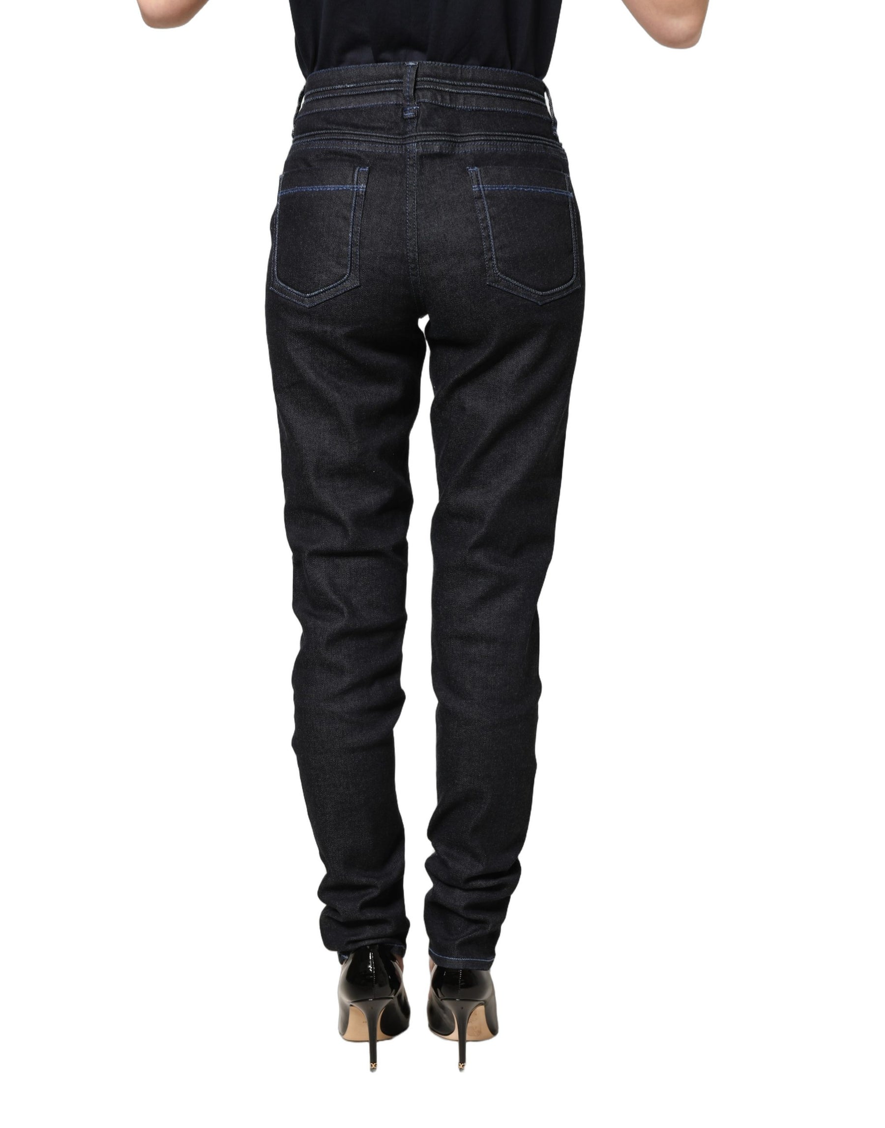 Acht Black Cotton Stretch HighWaist Skinny Denim Trouser Jeans | Regal Royce