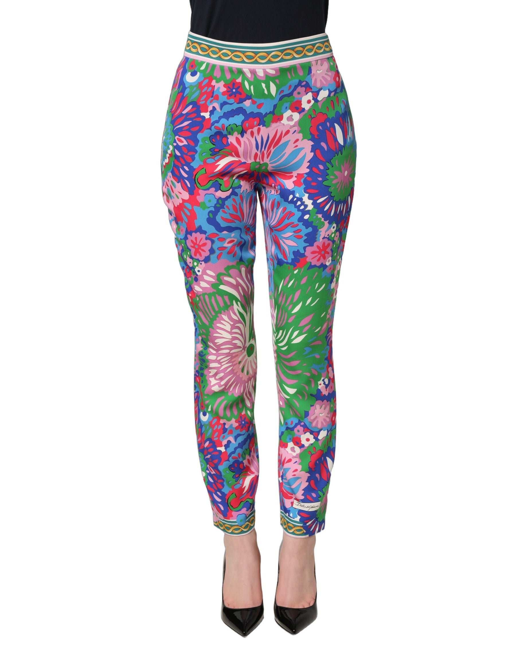 Dolce & Gabbana Multicolor Floral Stretch Jersey Leggings Pants | Regal Royce