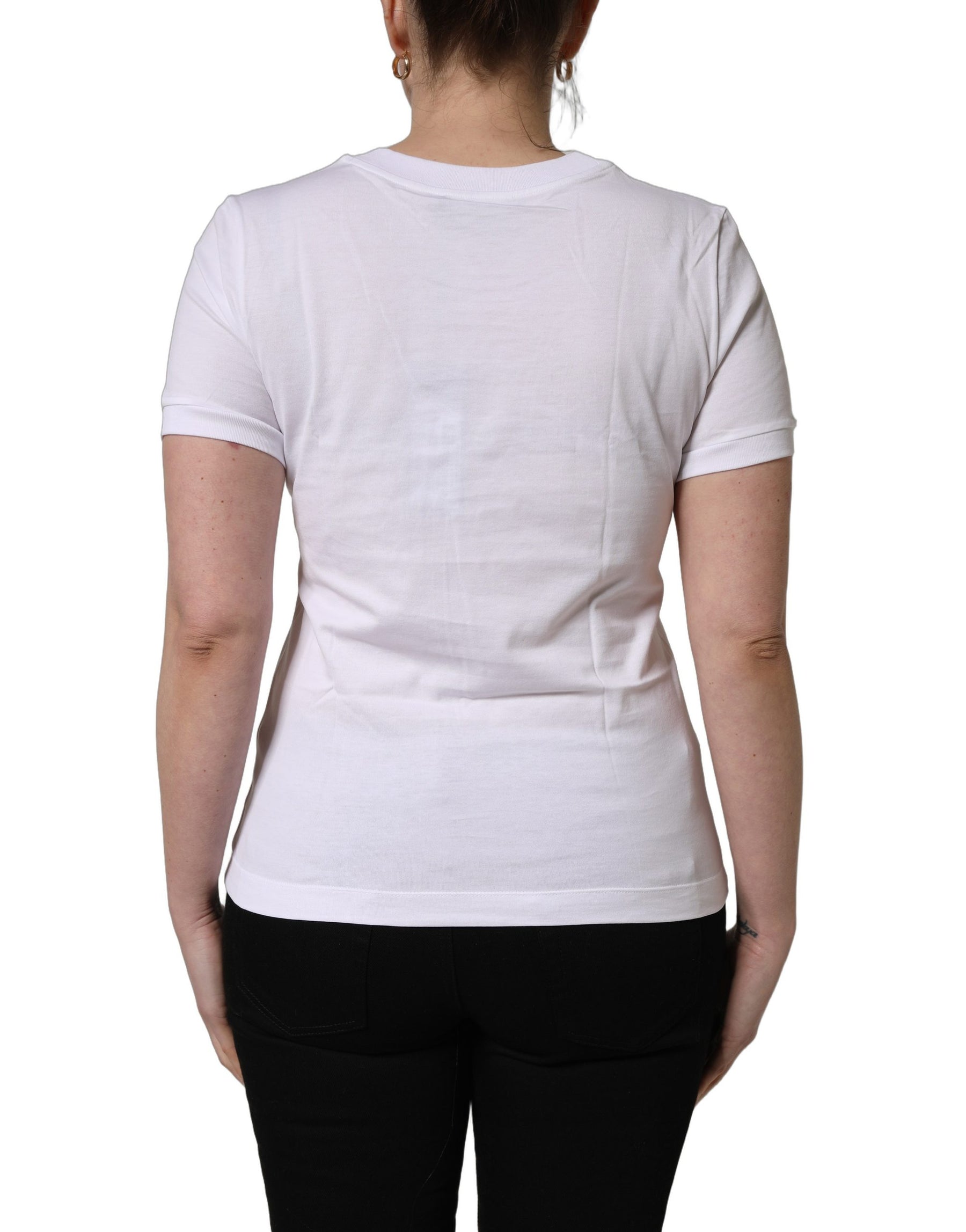 Dolce & Gabbana White Cotton Round Neck Short Sleeves T-Shirt | Regal Royce