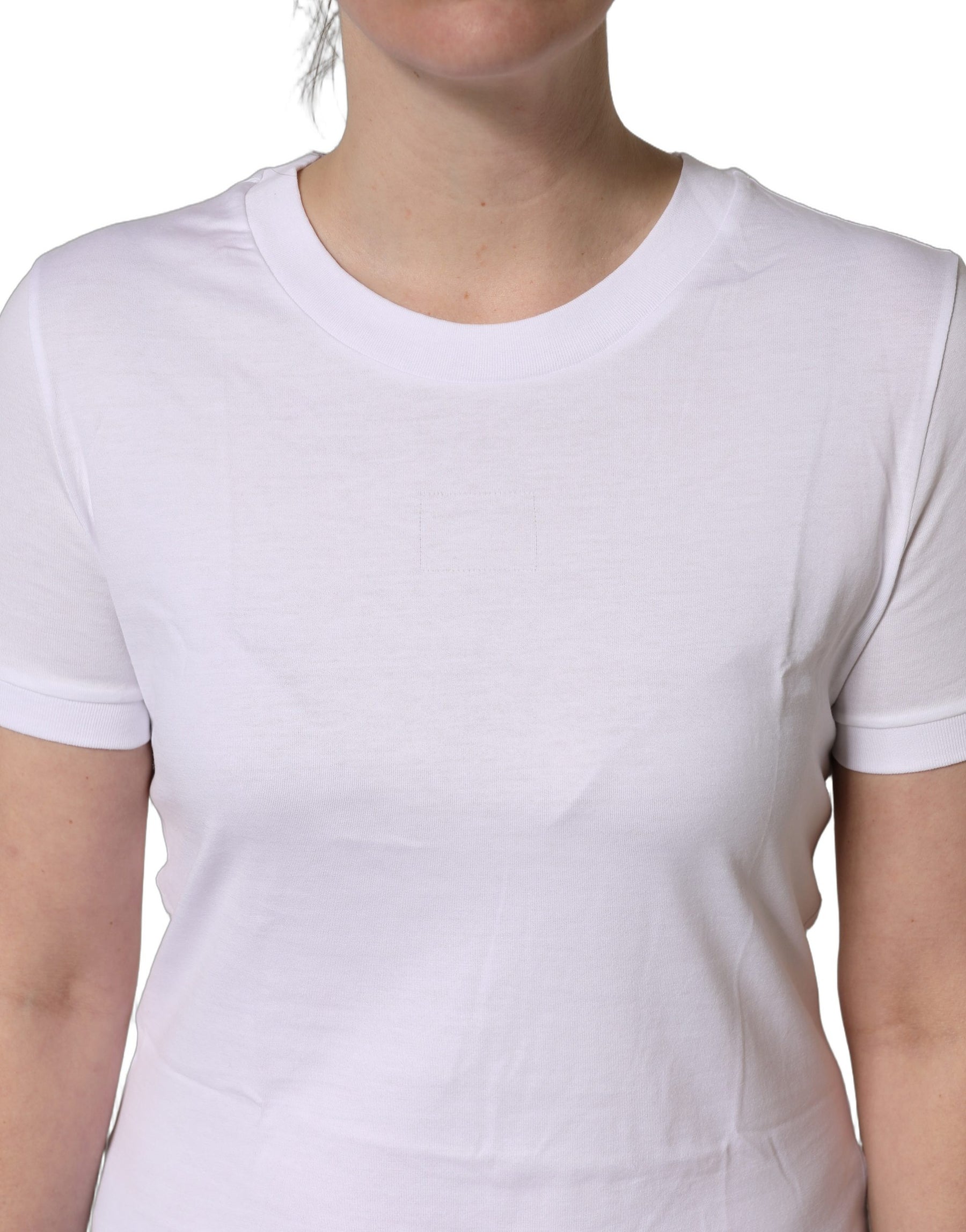 Dolce & Gabbana White Cotton Round Neck Short Sleeves T-Shirt | Regal Royce