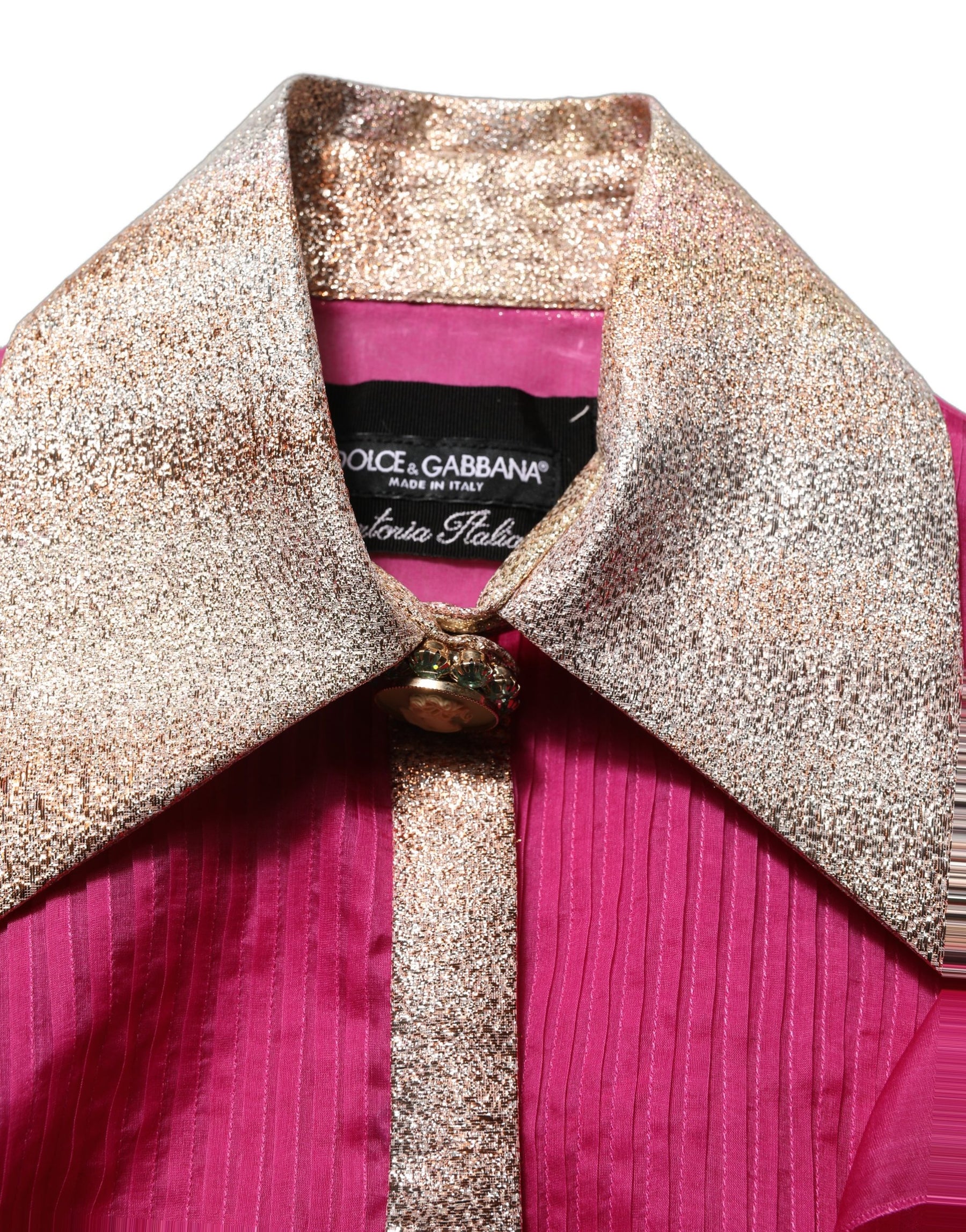 Dolce & Gabbana Fuchsia Sheer Chiffon Buttoned Blouse Top | Regal Royce