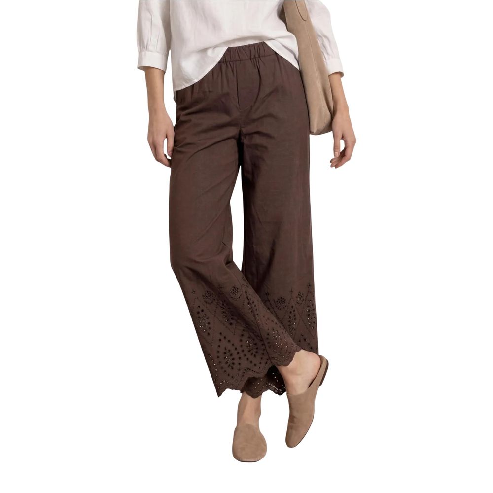 Street One Brown Cotton Casual Pants | Regal Royce