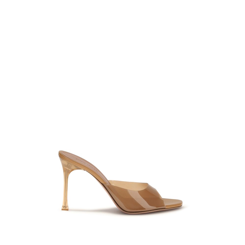 Amina Muaddi Beige Pvc Stiletto Heel Sandals | Regal Royce