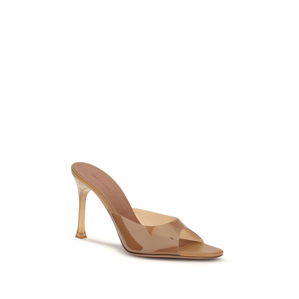 Amina Muaddi Beige Pvc Stiletto Heel Sandals | Regal Royce
