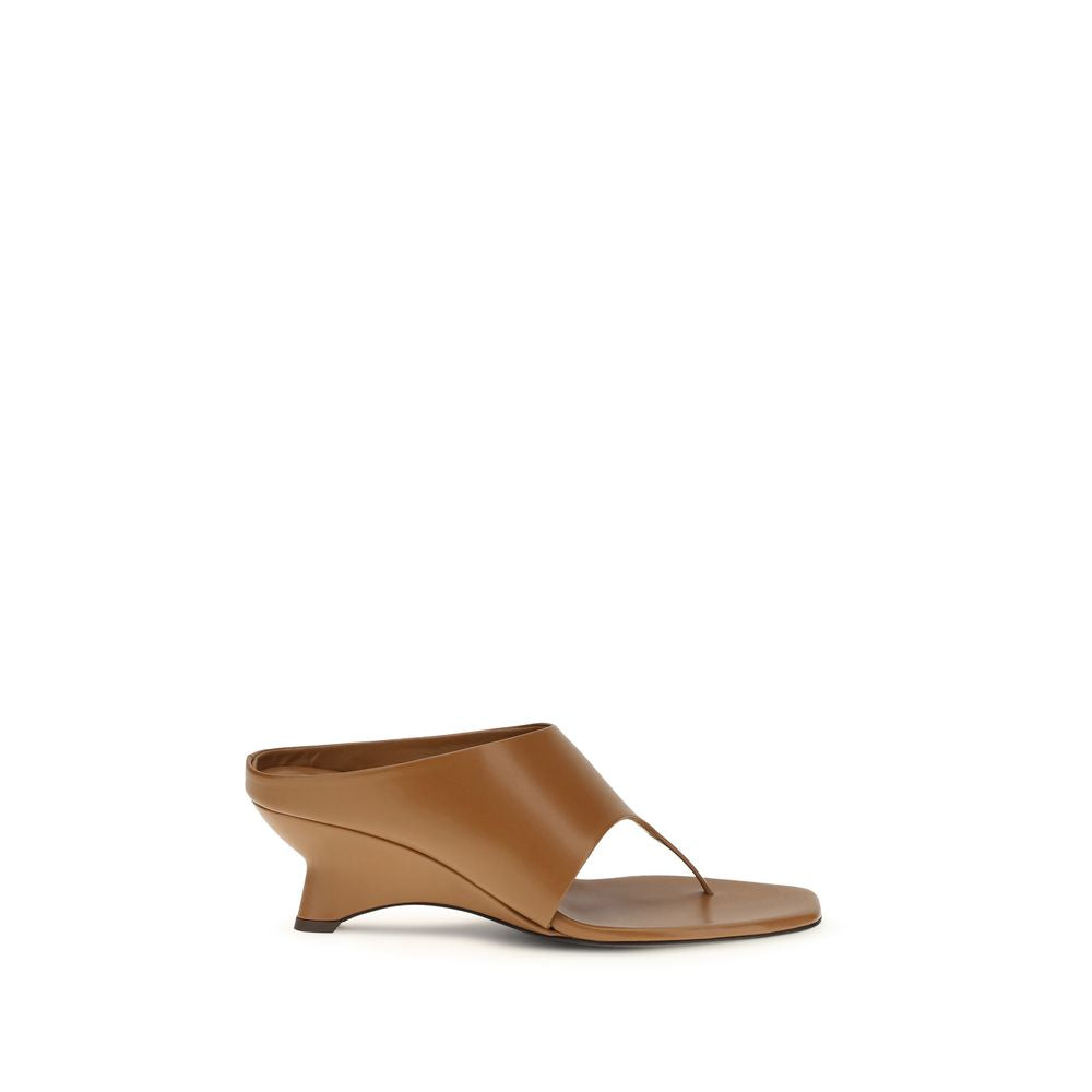 Khaite Brown Calf Leather Bos Taurus Platform Sandals | Regal Royce