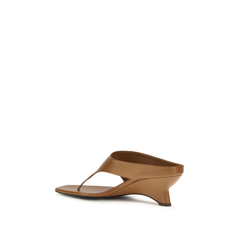 Khaite Brown Calf Leather Bos Taurus Platform Sandals | Regal Royce