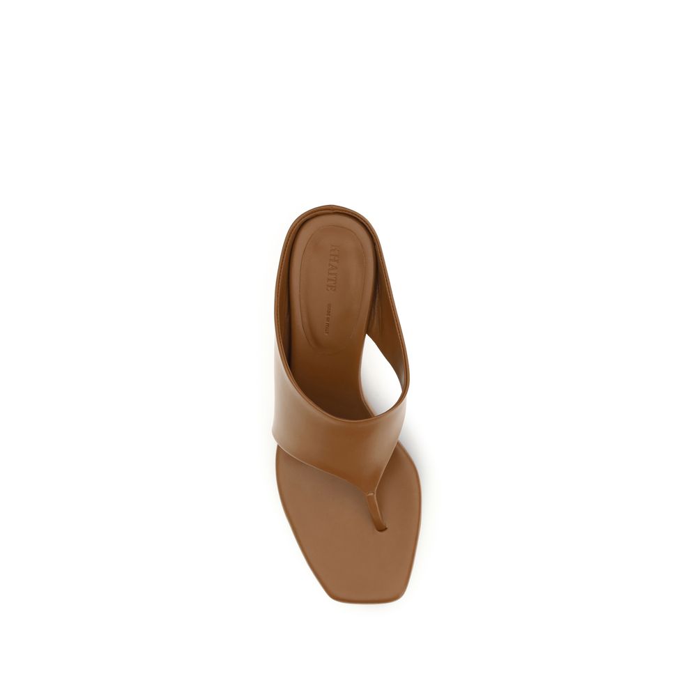 Khaite Brown Calf Leather Bos Taurus Platform Sandals | Regal Royce