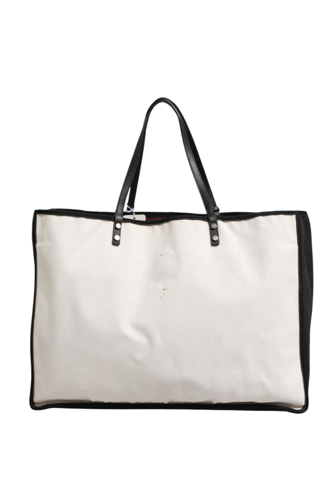 Chanel Ladies First White and Black Canvas Shopper Tote Bag | Regal Royce
