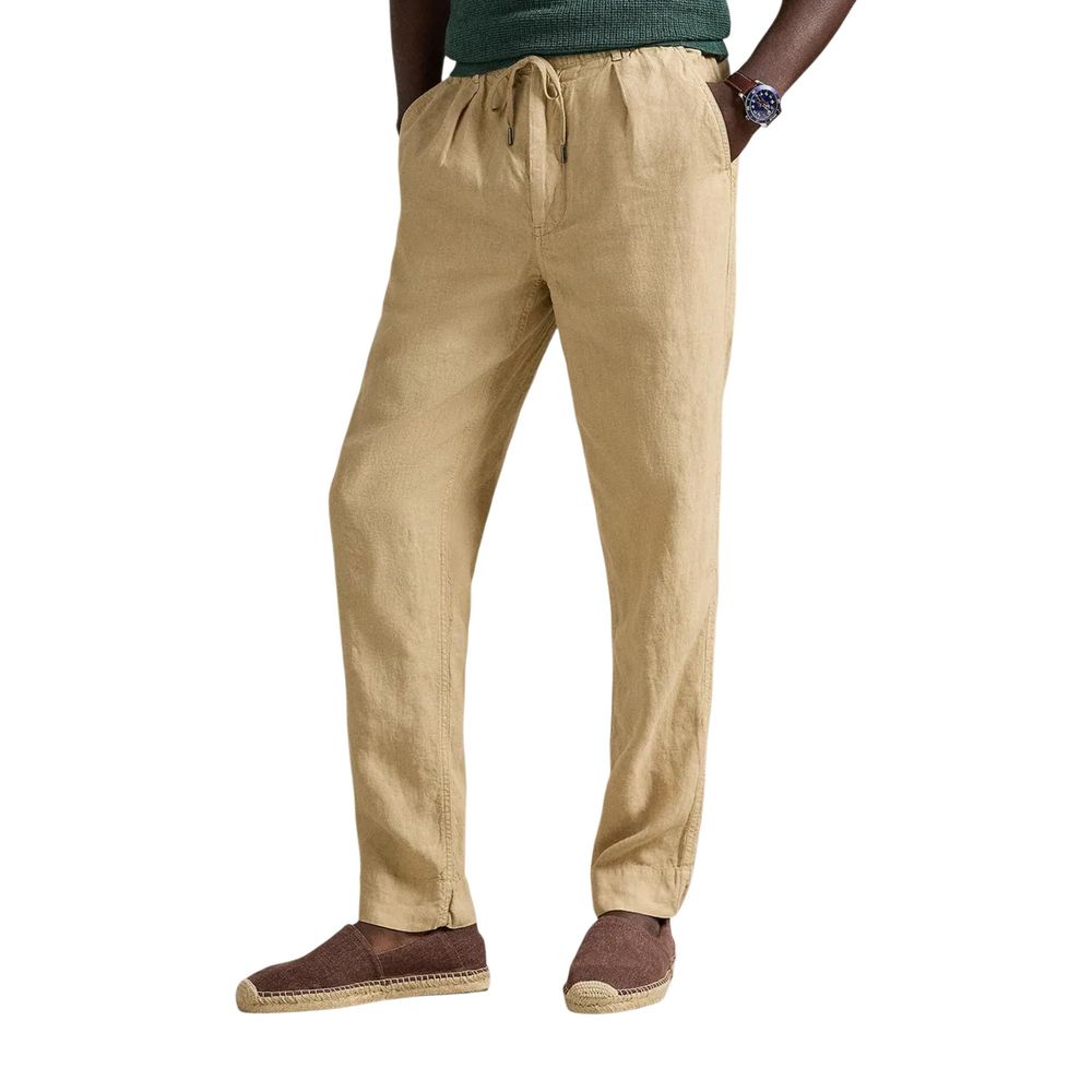 Lyle & Scott Beige Linen Casual Pants | Regal Royce
