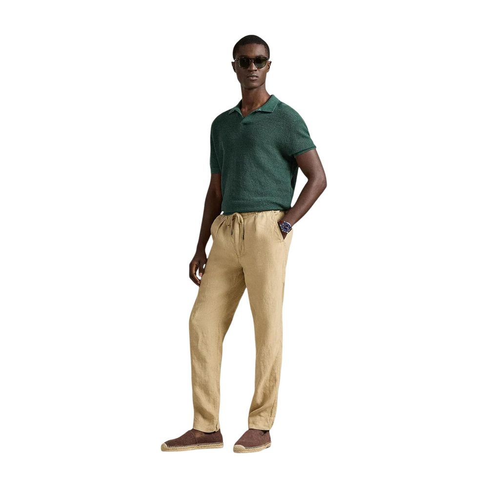 Lyle & Scott Beige Linen Casual Pants | Regal Royce