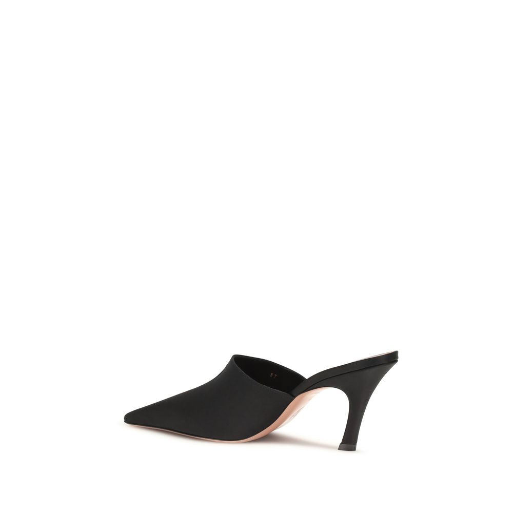 Amina Muaddi Black Silk Sandals | Regal Royce