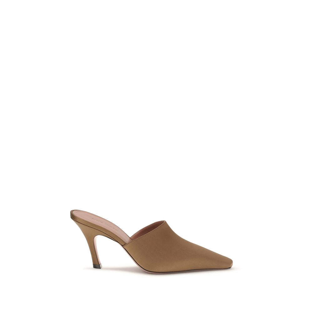 Amina Muaddi Brown Silk Sandals | Regal Royce