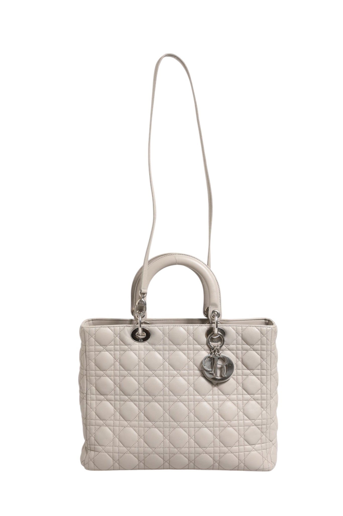 Christian Dior Lady Dior Large Grey Cannage Lambskin Bag | Regal Royce