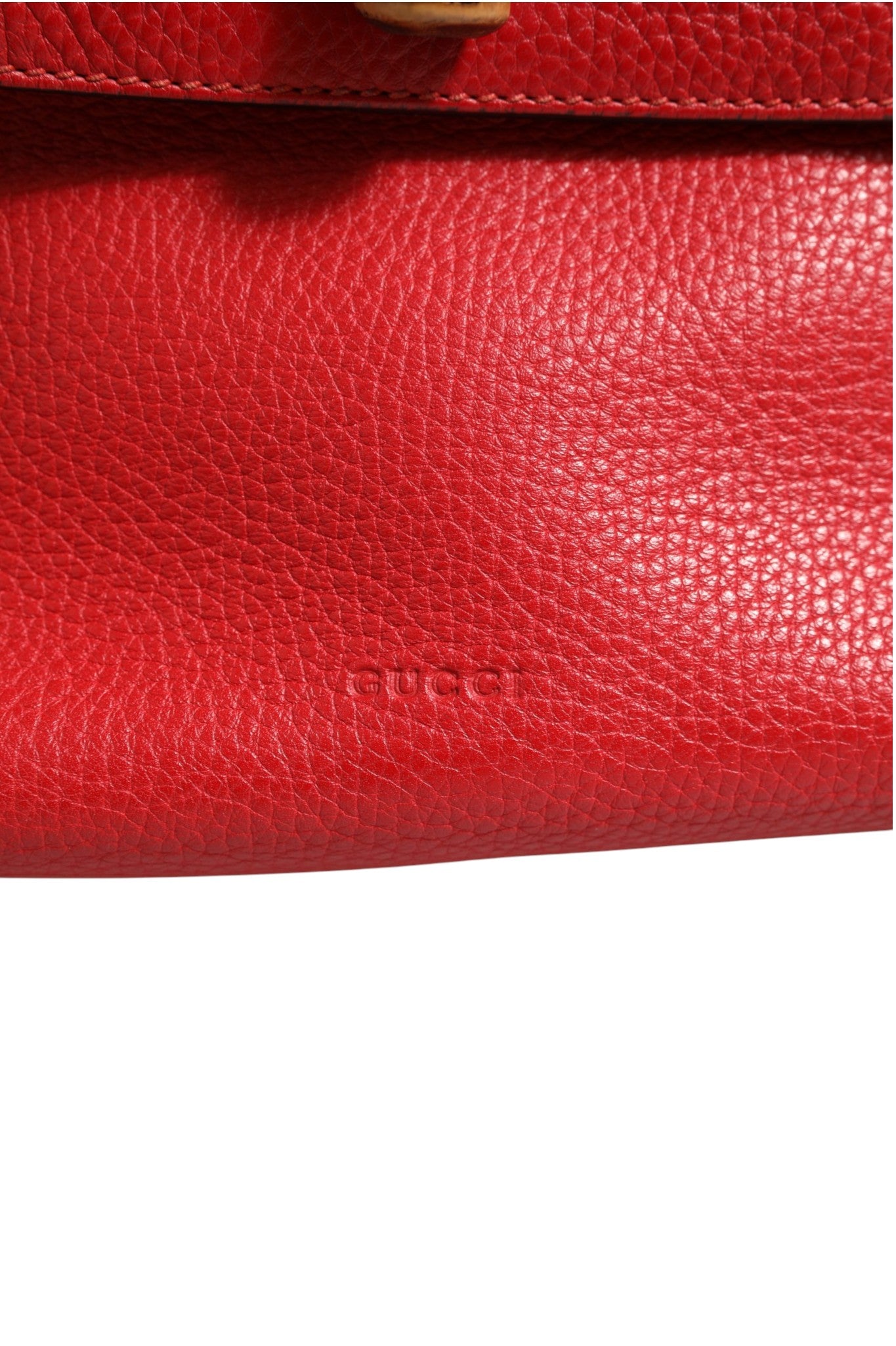 Gucci Red Leather Bamboo Daily Tote Crossbody Bag | Regal Royce