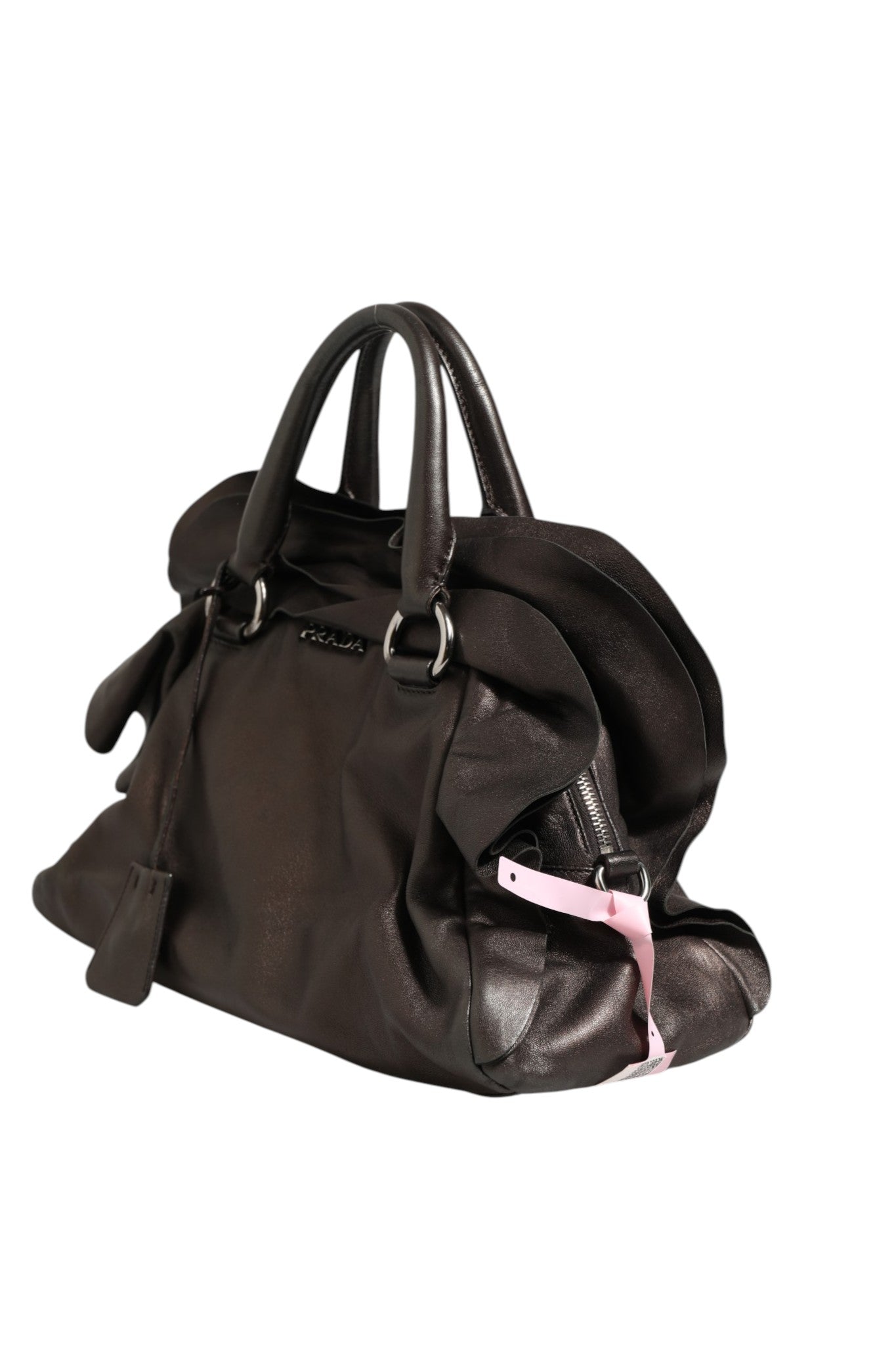 Prada Metallic Nappa Leather Ruffle Shoulder Bag | Regal Royce