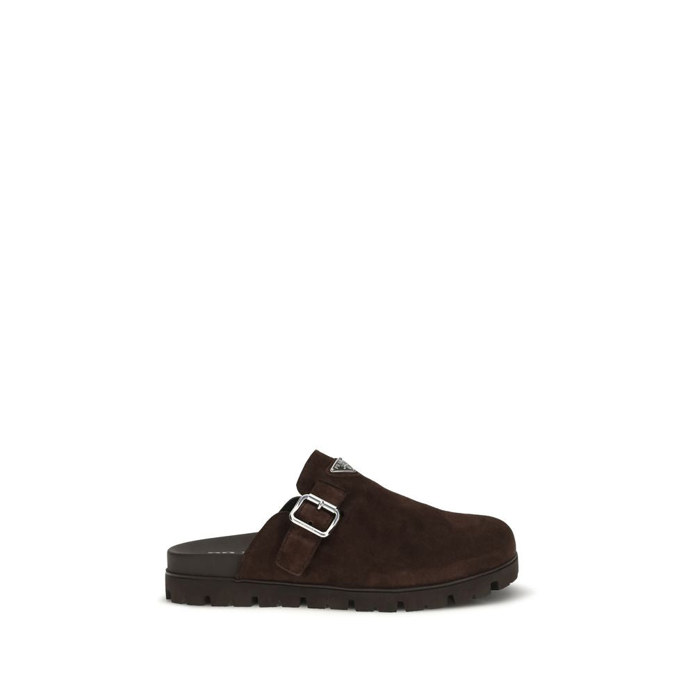 Prada Brown Calf Leather Bos Taurus Mules | Regal Royce