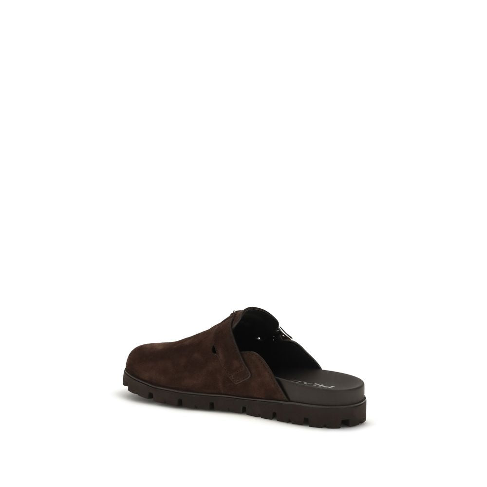 Prada Brown Calf Leather Bos Taurus Mules | Regal Royce