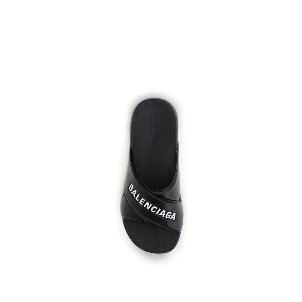 Balenciaga Black Rubber Sandals | Regal Royce