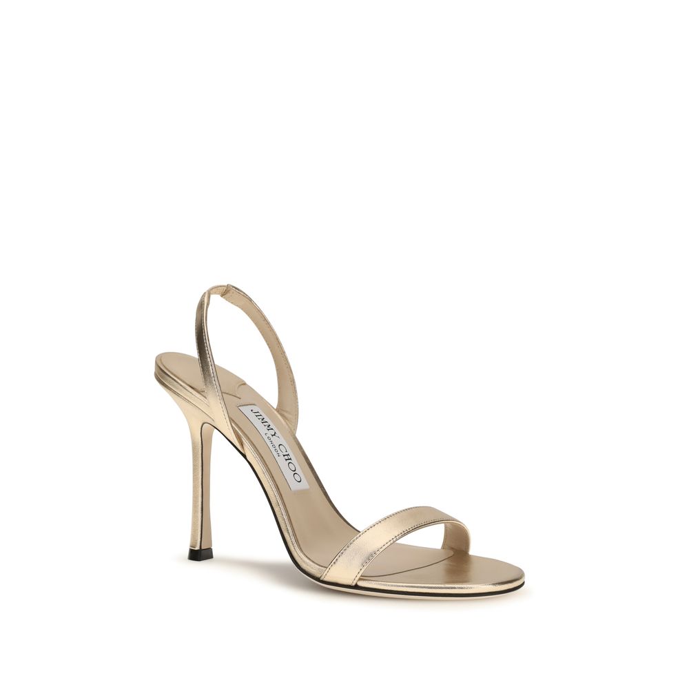 Jimmy Choo Gold Calf Leather Bos Taurus Stiletto Heel Sandals | Regal Royce