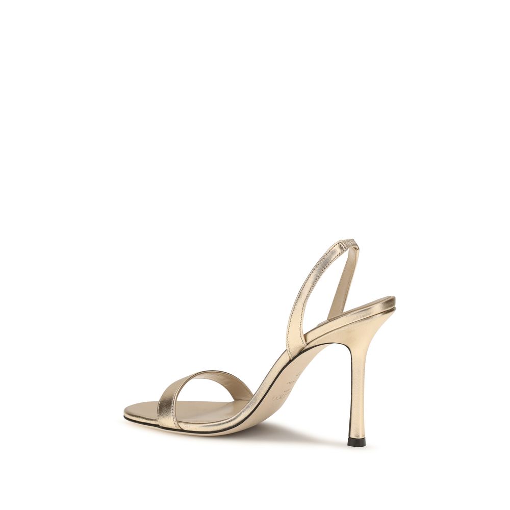 Jimmy Choo Gold Calf Leather Bos Taurus Stiletto Heel Sandals | Regal Royce