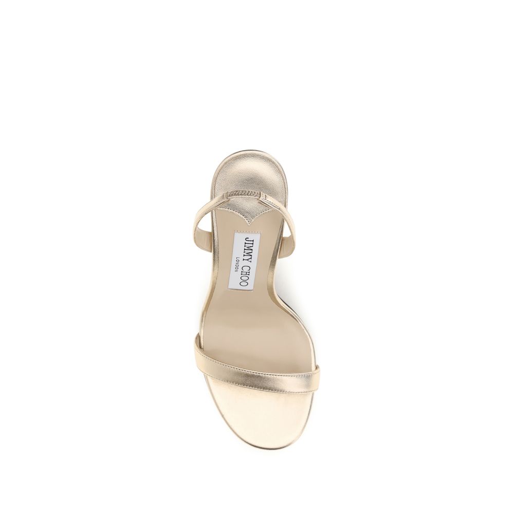 Jimmy Choo Gold Calf Leather Bos Taurus Stiletto Heel Sandals | Regal Royce
