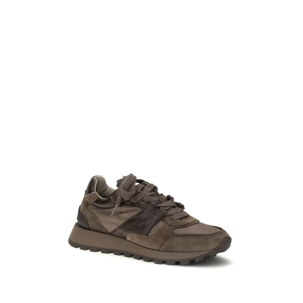 Brunello Cucinelli Brown Calf Leather Bos Taurus Athletic Sneakers | Regal Royce