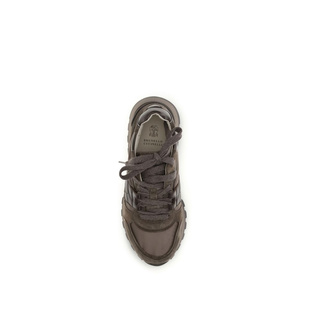 Brunello Cucinelli Brown Calf Leather Bos Taurus Athletic Sneakers | Regal Royce