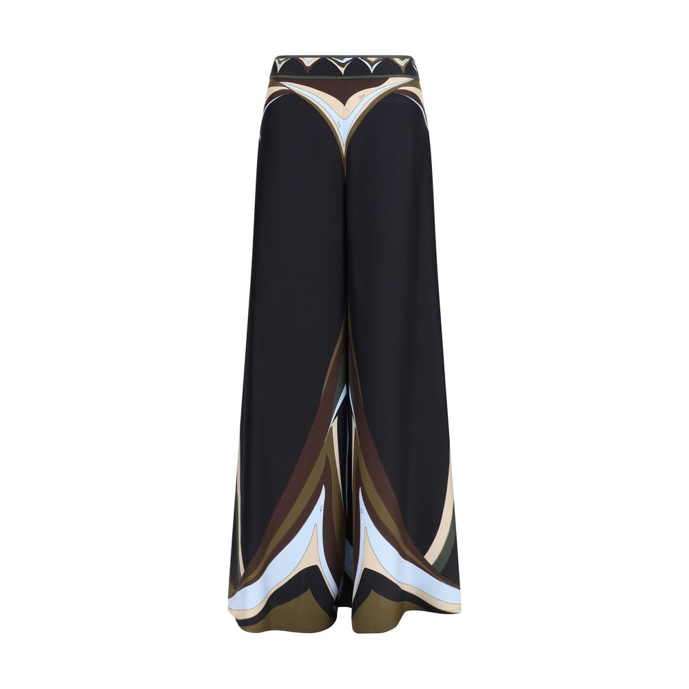 Emilio Pucci Black Silk Flared Pants | Regal Royce